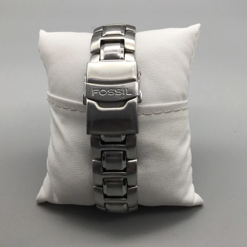 Fossil Blue Mens Watch 38mm White Dial Stainless Date WR AM-3280 New Battery 8